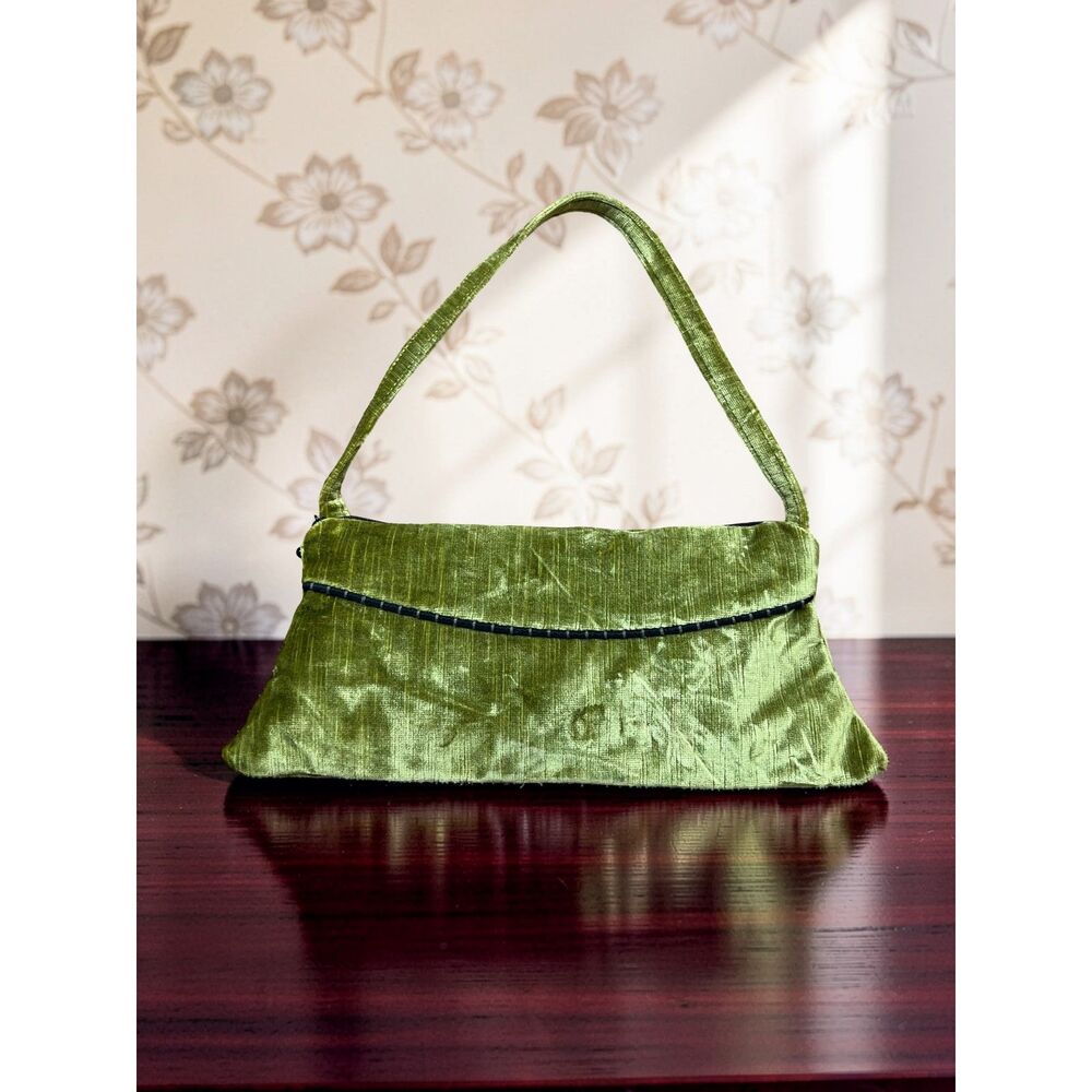 Vintage Maruca Green Velvet Jacquard Handmade Bag Unused Boho Chic